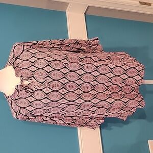 HM Navy Fuchsia Diamond Drop Tie Front Top - Large